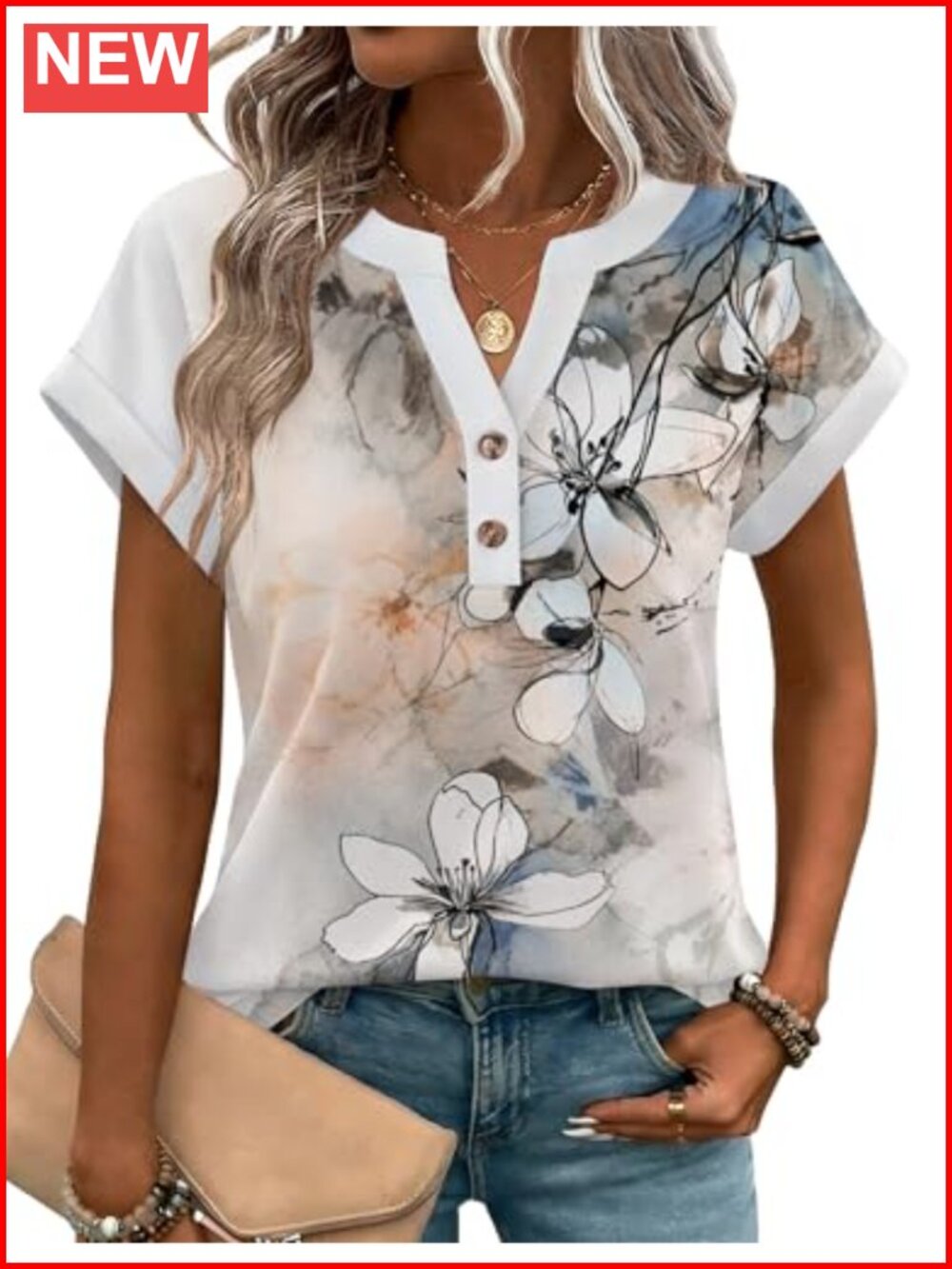 Women's Short Sleeve V Neck Blouse Casual Work Top